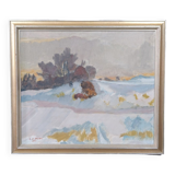 Scandinavian  Modern Painting, 1963, Oil on Canvas, Framed