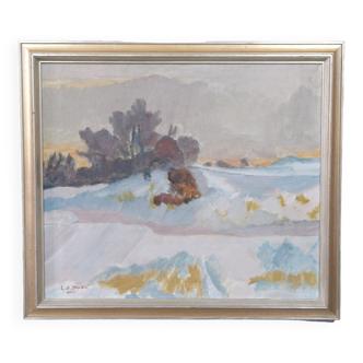 Scandinavian  Modern Painting, 1963, Oil on Canvas, Framed