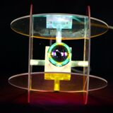 Angelo Mellia, Nova Model, Modern Lucite Table Lamp, Iridescence Colors, France
