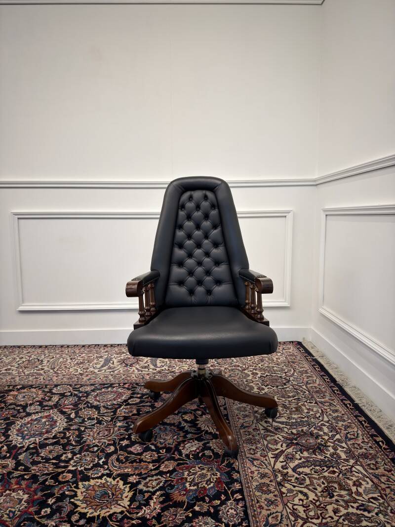 Classic English Chesterfield Office Chair Black