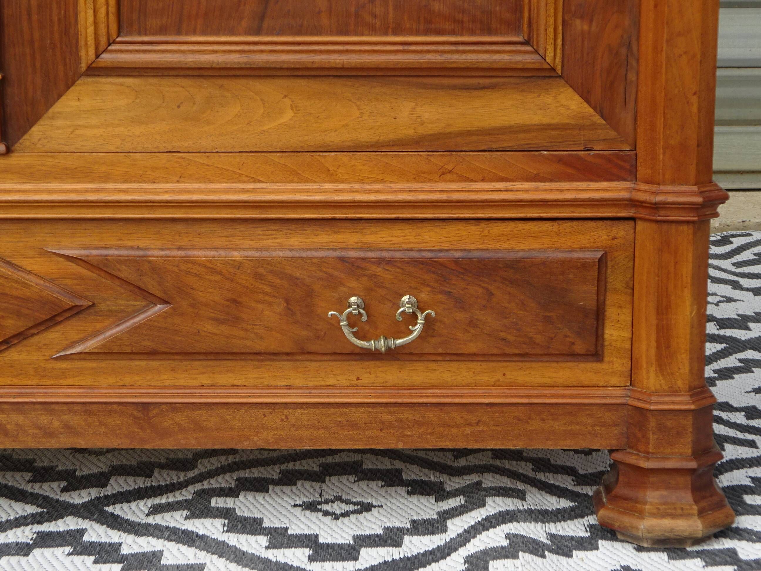 Large antique wardrobe in solid walnut