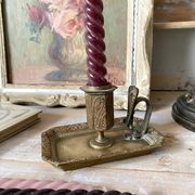 Antique brass thumb candle holder