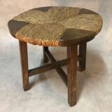 Lot de 4 tabourets modernistes rond en grosse paille