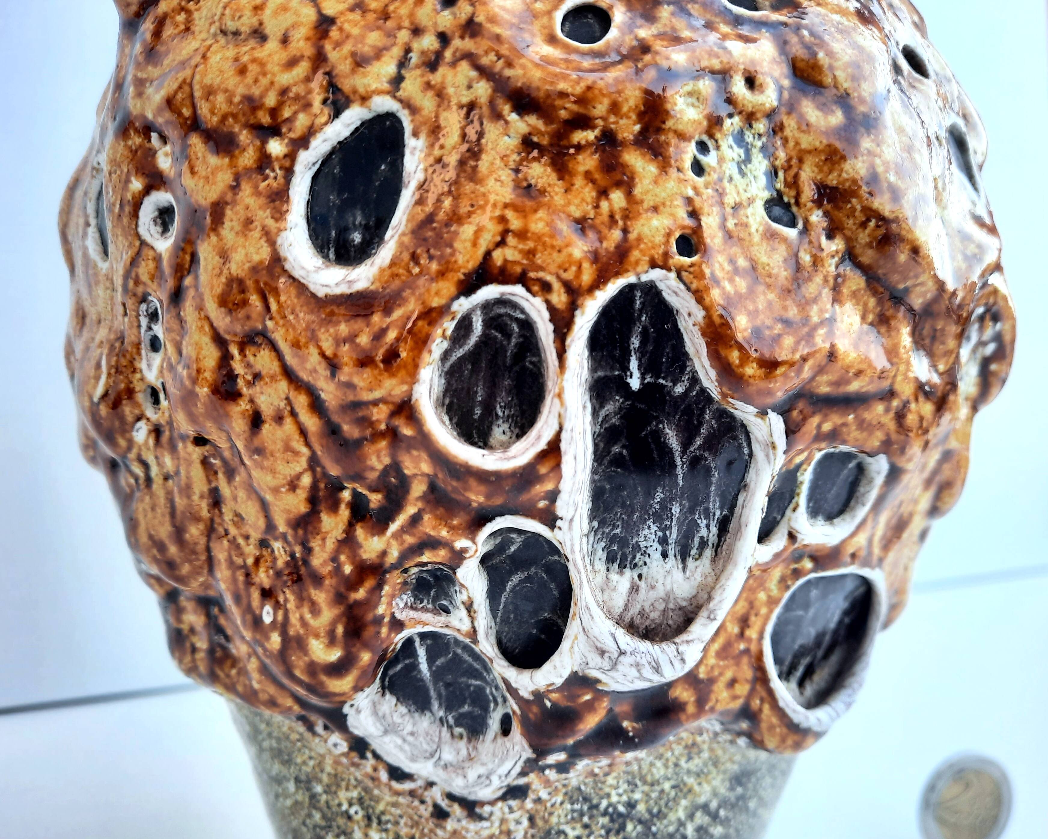 Ceramic vase enamels of the cyclops glaciers Annecy fat lava 1960