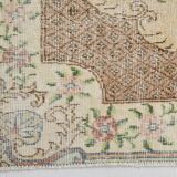 4x7 Light Yellow and Brown Persian Rug, 114x204Cm