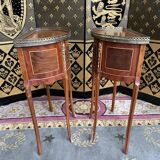Pair of half-moon bedside tables Louis XV style