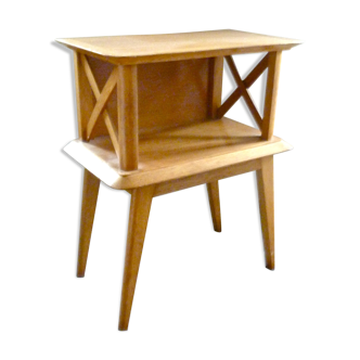 Bedside light wood with braces from the 1950s