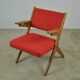 Classic Danish vintage scissor armchair by Arne Hovmand Olsen in OAK, 1960s