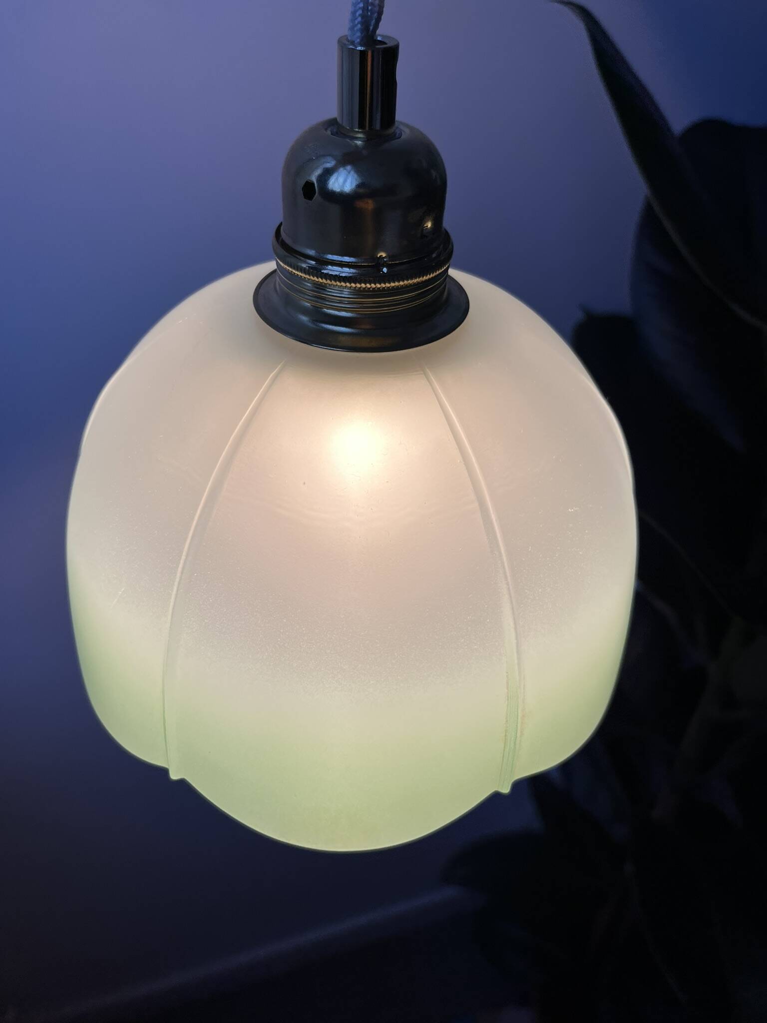Vintage green and white flower pendant light - 2 copies available