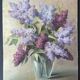 Painting without frame oil on panel signed paget, bouquet of lilacs