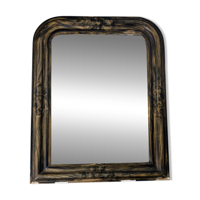 Miroir ancien style Louis-Philippe à cadre marbré 60 x 48 cm