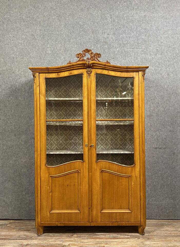 Louis XV bookcase in light wood circa 1800