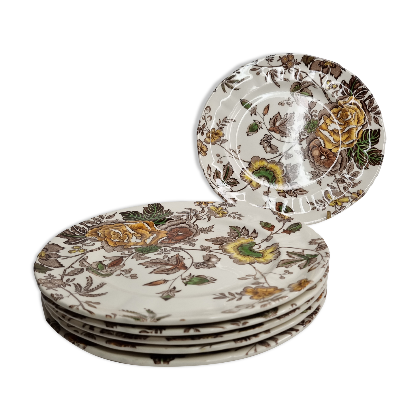 Ensemble de 6 assiettes plates Mason's (England) modèle Chantilly, 22,5 cm