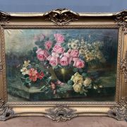 Jan van Steensel, still life with roses. Beautiful frame.