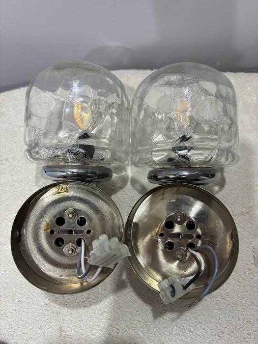 Rolf Kruger for Neuhaus Chrome & Glass Sconces — Pair, 1970s