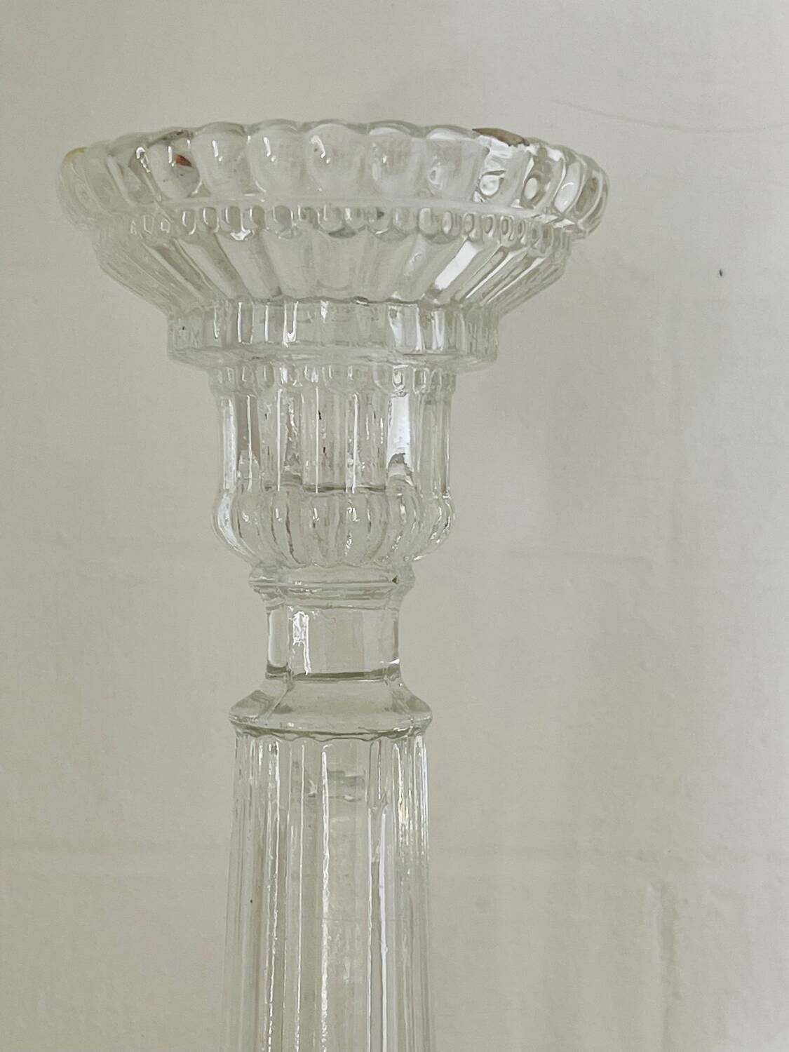 Pair of molded glass candle holders
