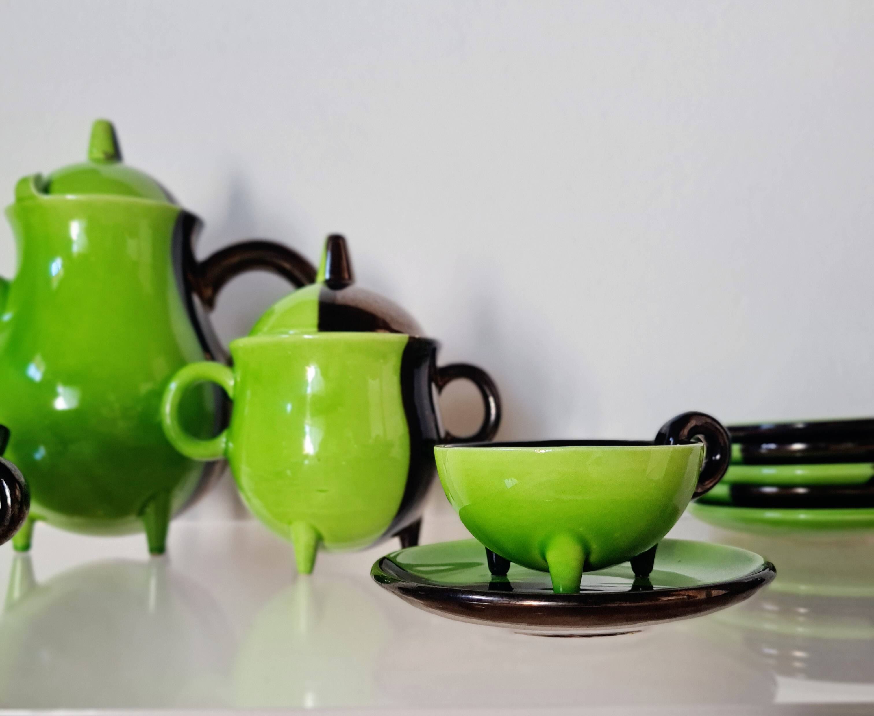 Coffee service Vallauris 1950s green – Lucchesi – vintage design