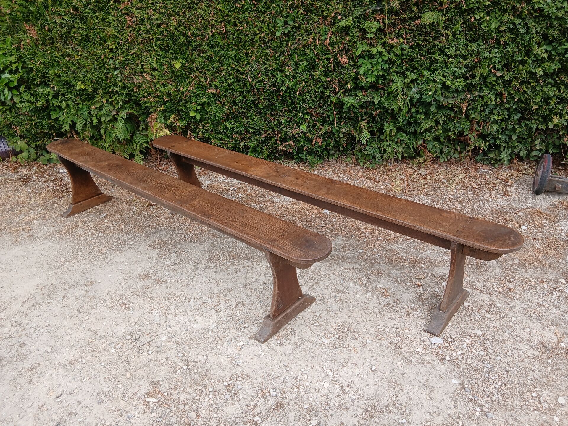 Pair of oak benches 240cm