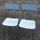 2 chaises formica bleu ciel