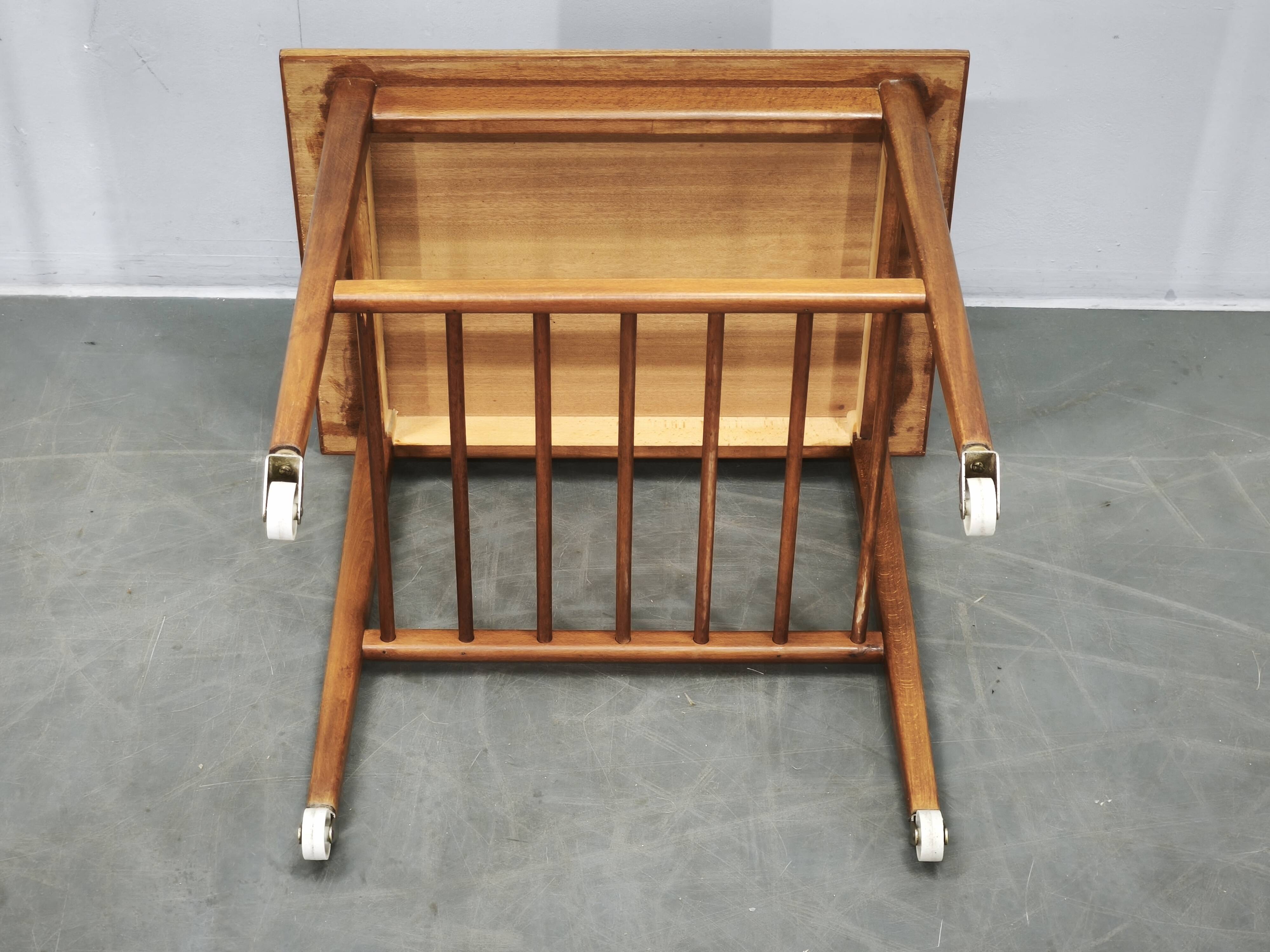 1960s Danish Modern Teak Serving Cart on Wheels