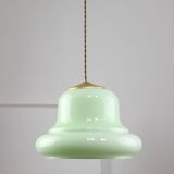 Mid-Century Italian Brass and Green Glass Pendant Lamp, 1960s