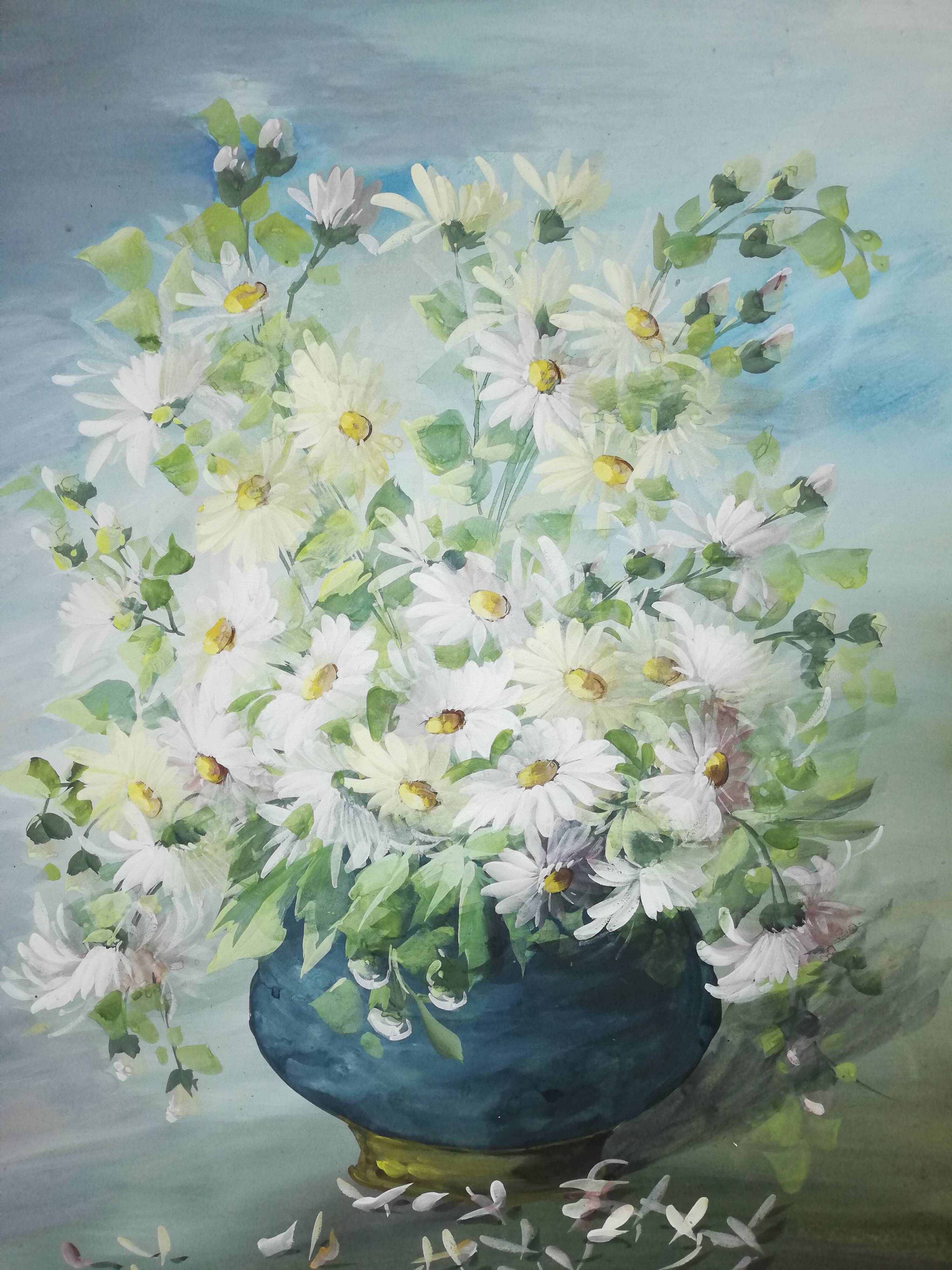 Table old bouquet of flowers frame dore