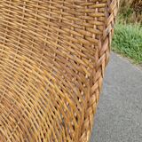Fauteuil vintage en métal et osier grand modèle