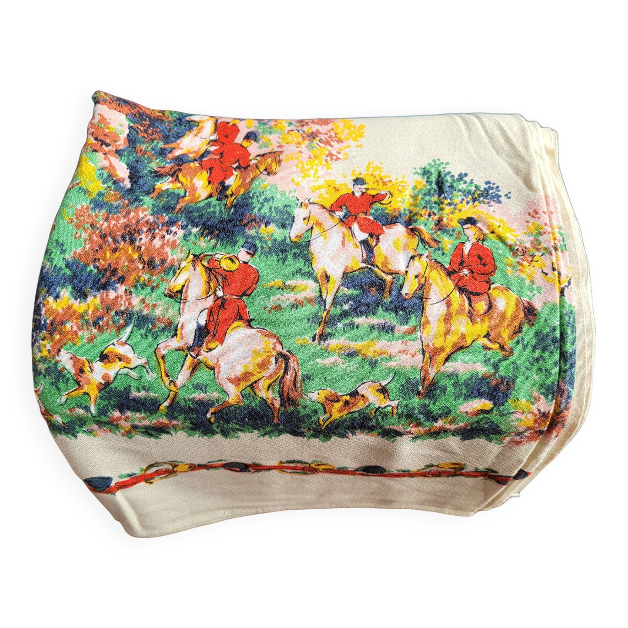 Vintage hunting tablecloth 145x125