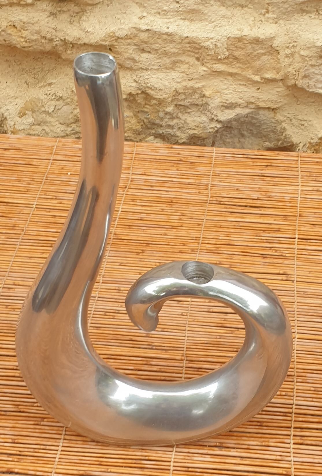 Solid aluminum candle holder
