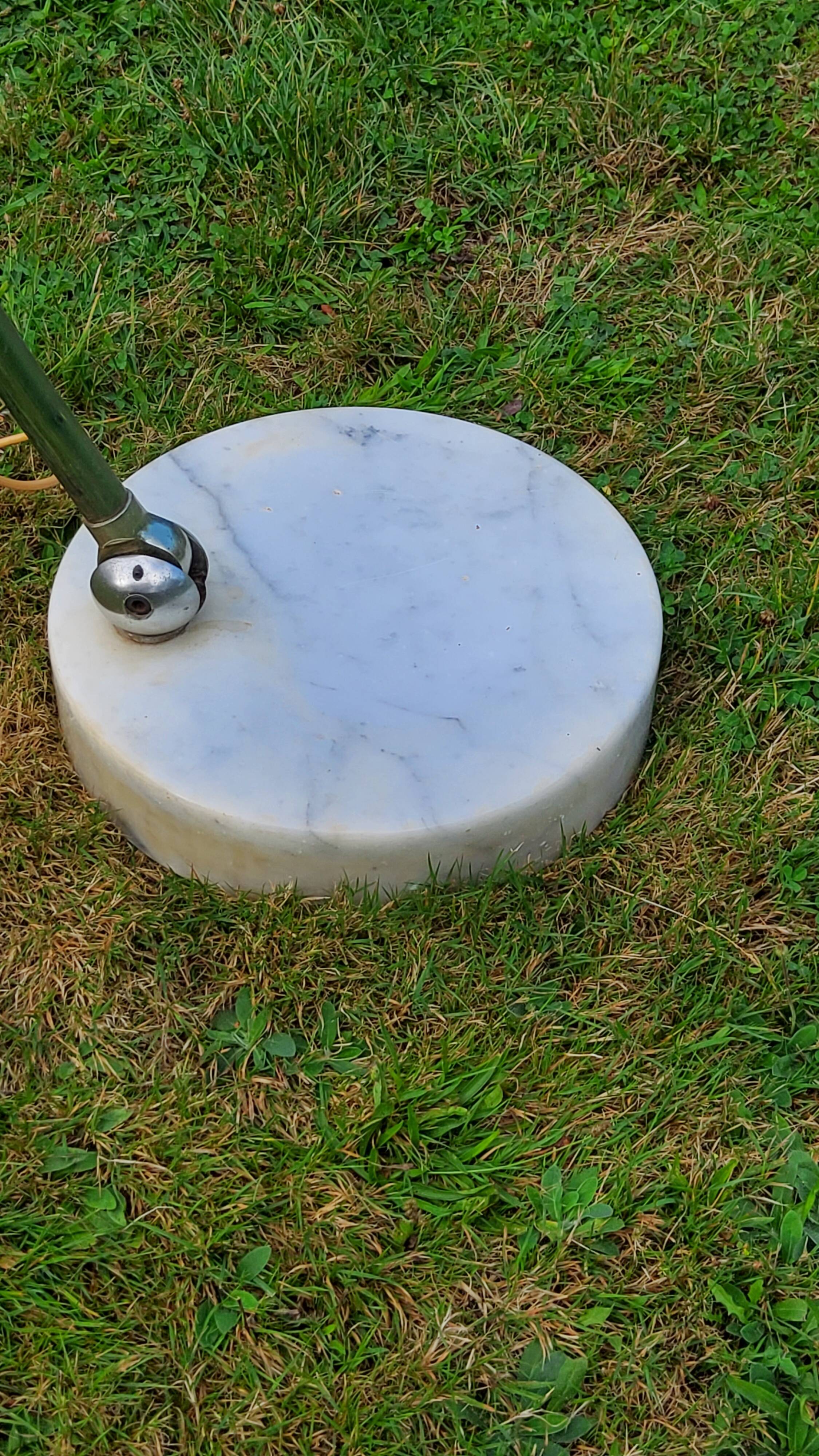 Arco telescopic design floor lamp from the 70s, marble base, chrome rod, plastic lampshade