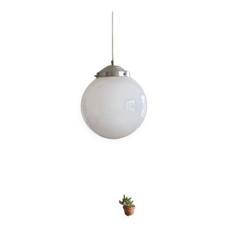 Suspension large globe in white opaline glass 25 cm
