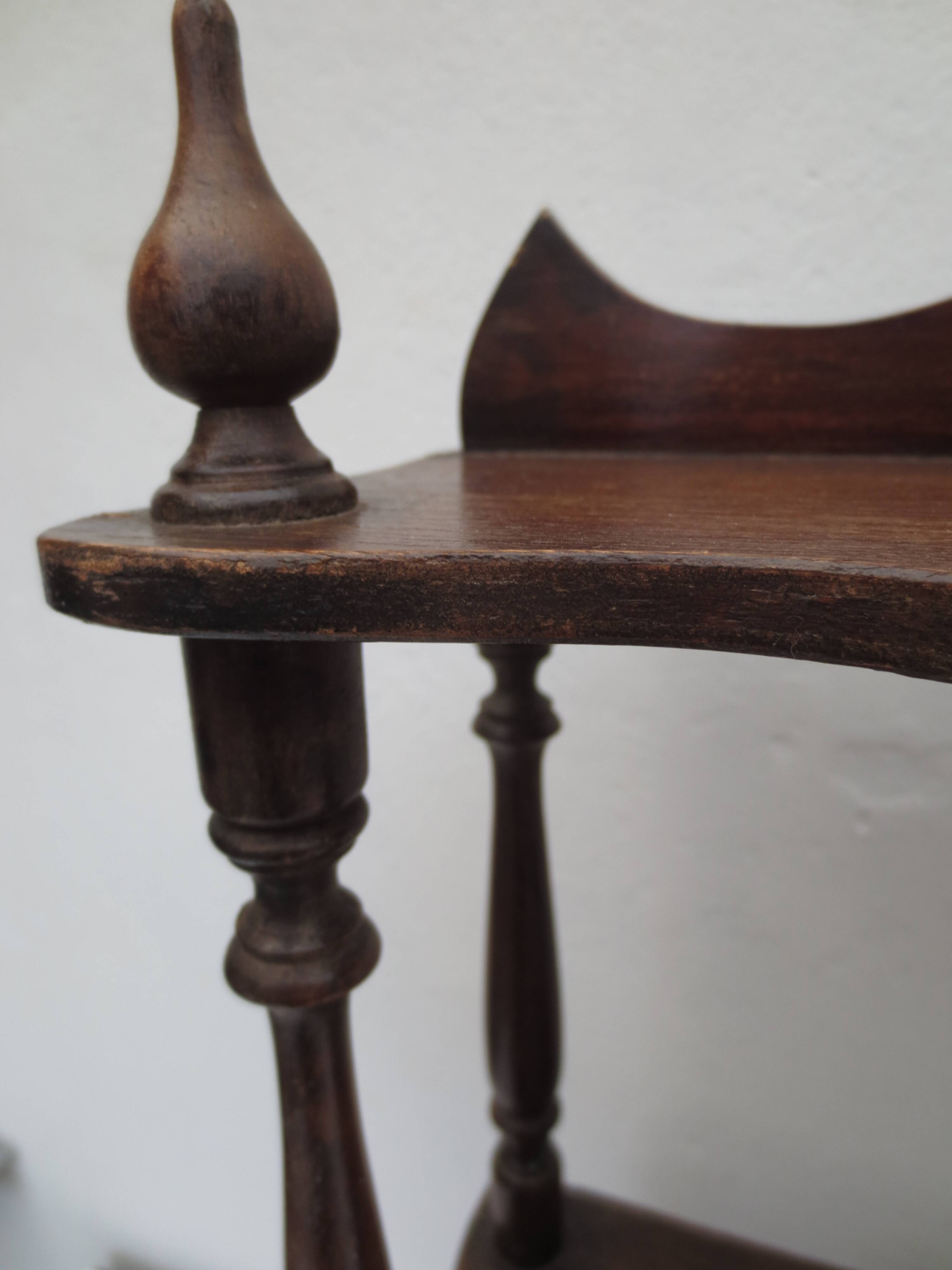 Old turned wood shelf, walnut color