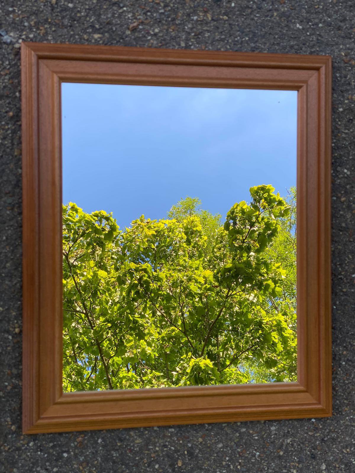 Vintage Scandinavian rectangular mirror in solid wood 61x51cm