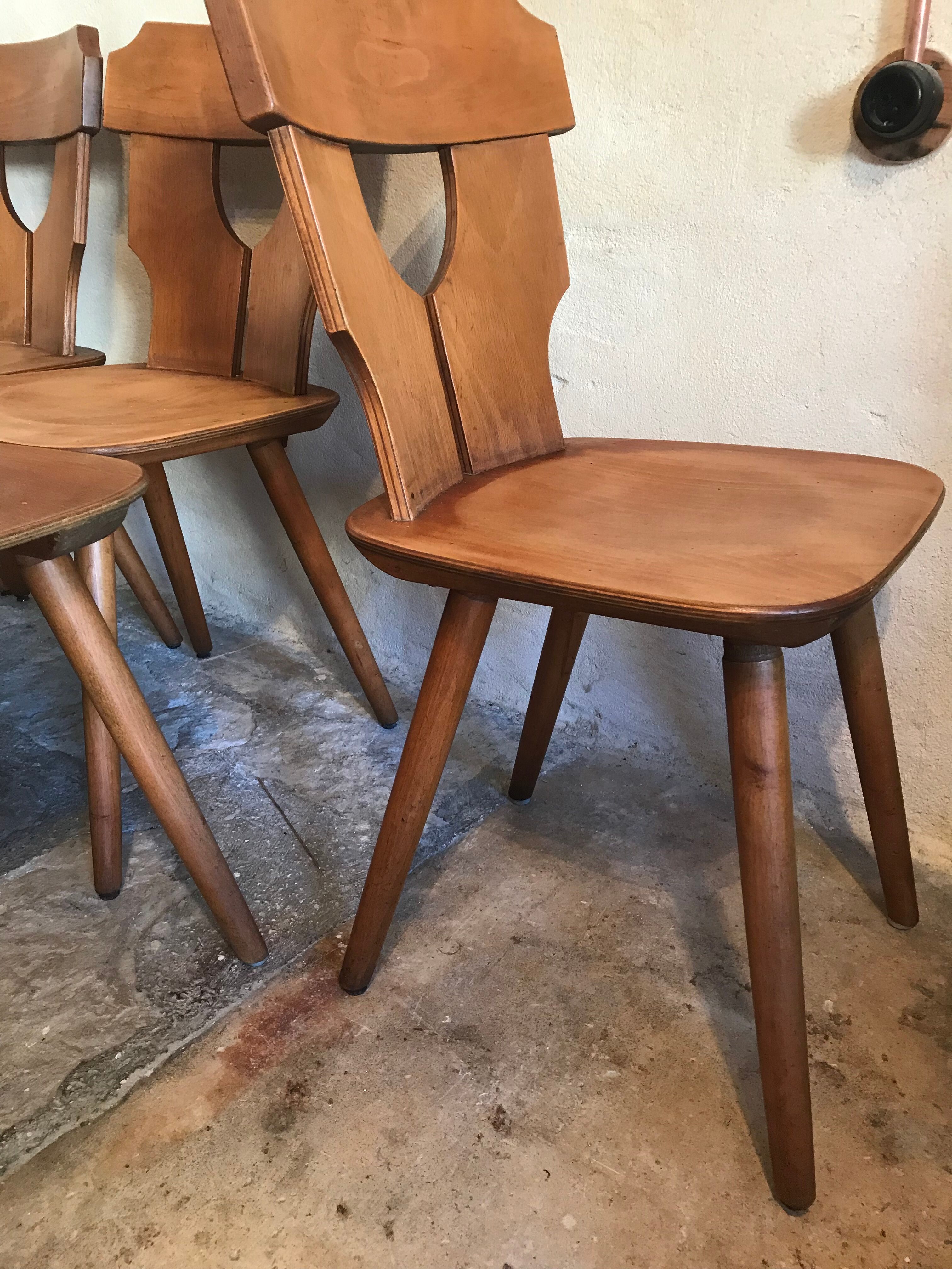 Lot de 6 chaises brutalistes vintage 1960-1980