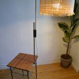 Vintage modernist reading floor lamp with table Poland 1960