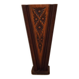 French antique oak tin-lined hand-carved umbrella stand with flower decoration.