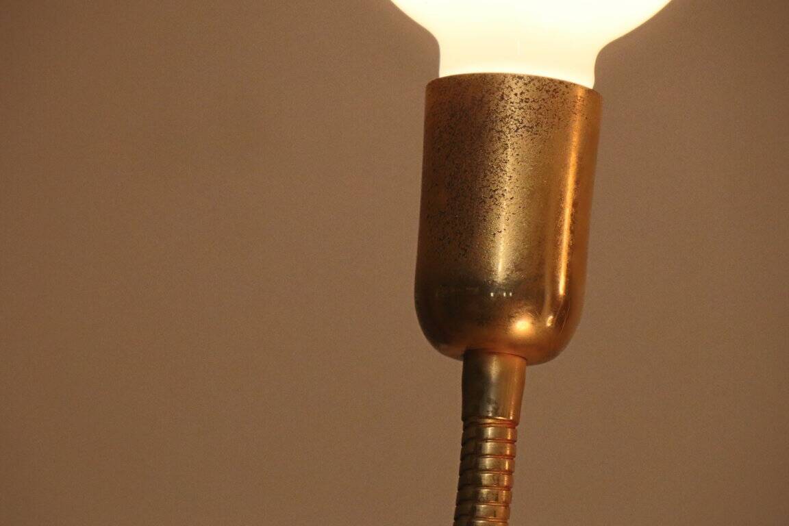 Vintage model F415 floor lamp in gold metal, Saint Germain Lumière edition, 1970