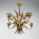 Italian Chandelier Pendant Lamp, Gilt Metal, 1970s