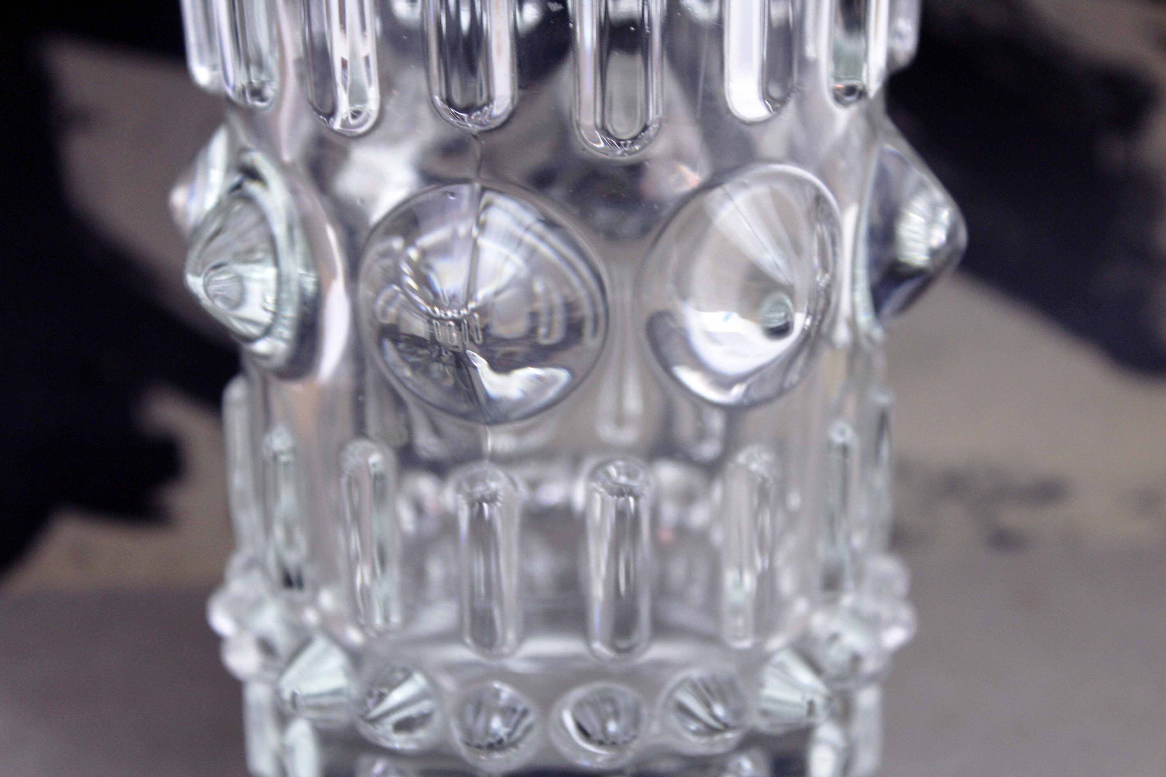 Vintage moulded glass vase Sklo Union 1970