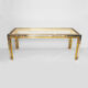 Chrome & brass glass table hollywood regency