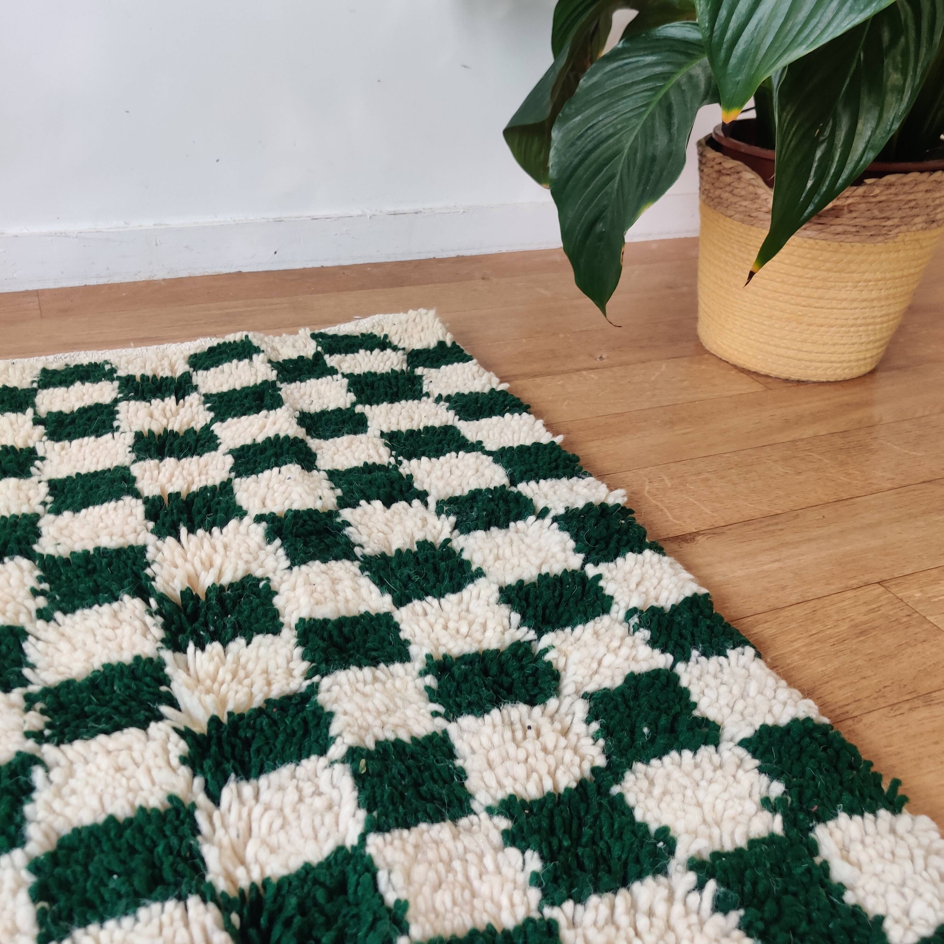 Small Berber rug with green tiles