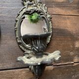 Pair of antique bronze candle holders