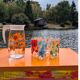 Flowered glass lemonade set, carafe and 6 matching glasses