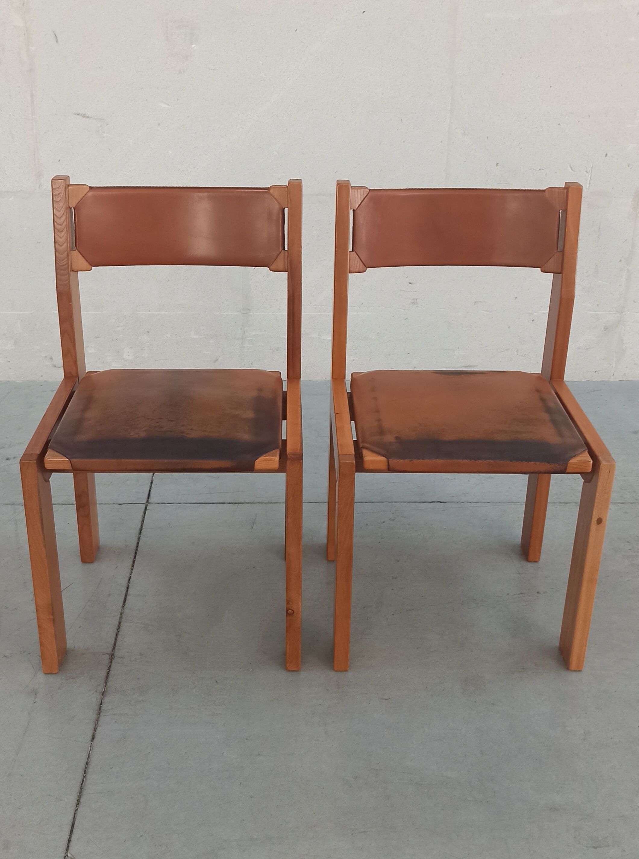 Elm and leather chairs, 80