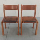 Elm and leather chairs, 80