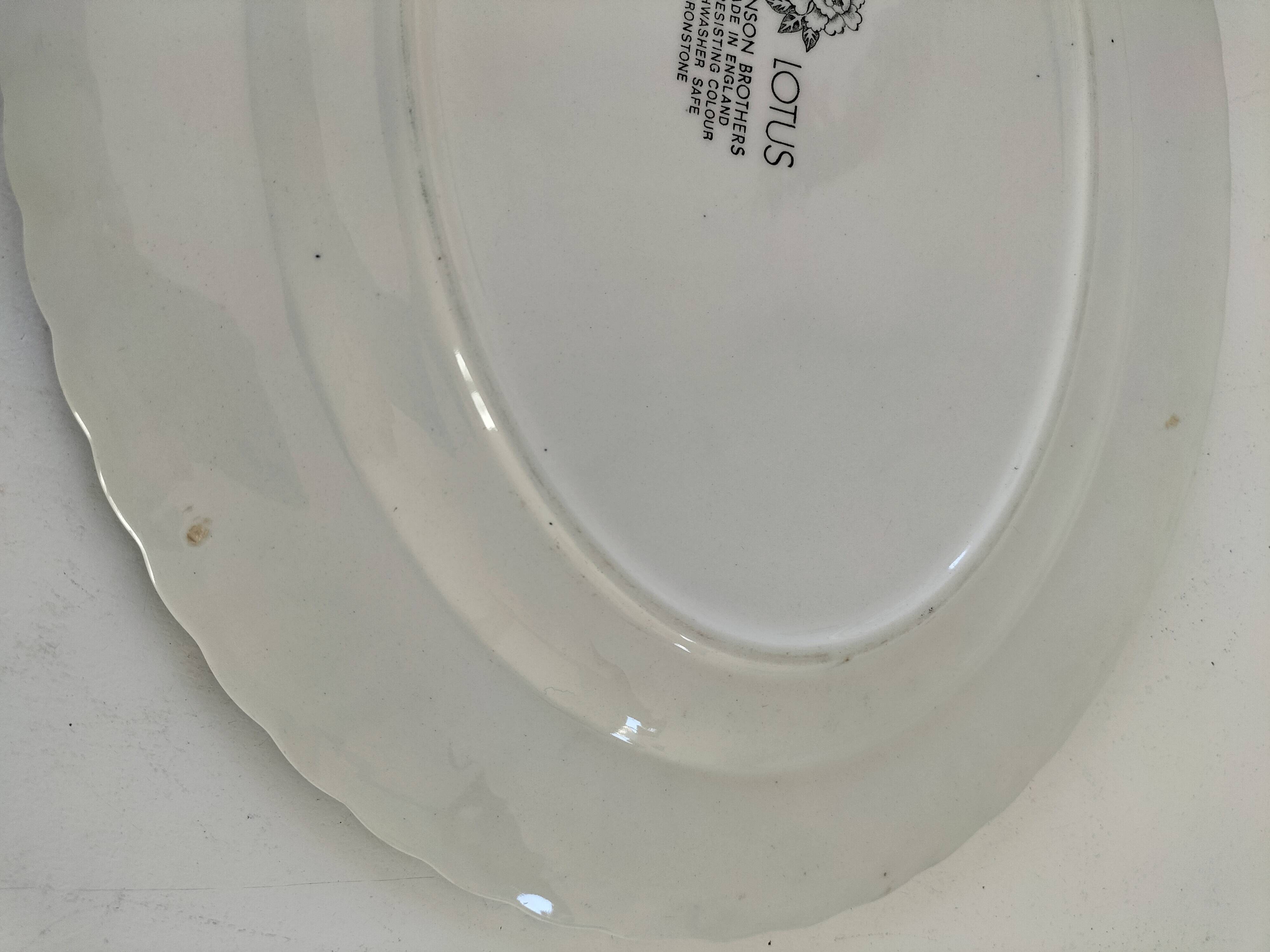 Antique oval plate Johnson Brothers "Lotus" blue, England