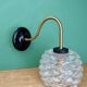 Swan neck vintage globe wall light in moulded glass