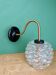 Swan neck vintage globe wall light in moulded glass