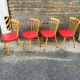 (Lot) 4 beautiful compass-legged chairs from the 60s/70s.