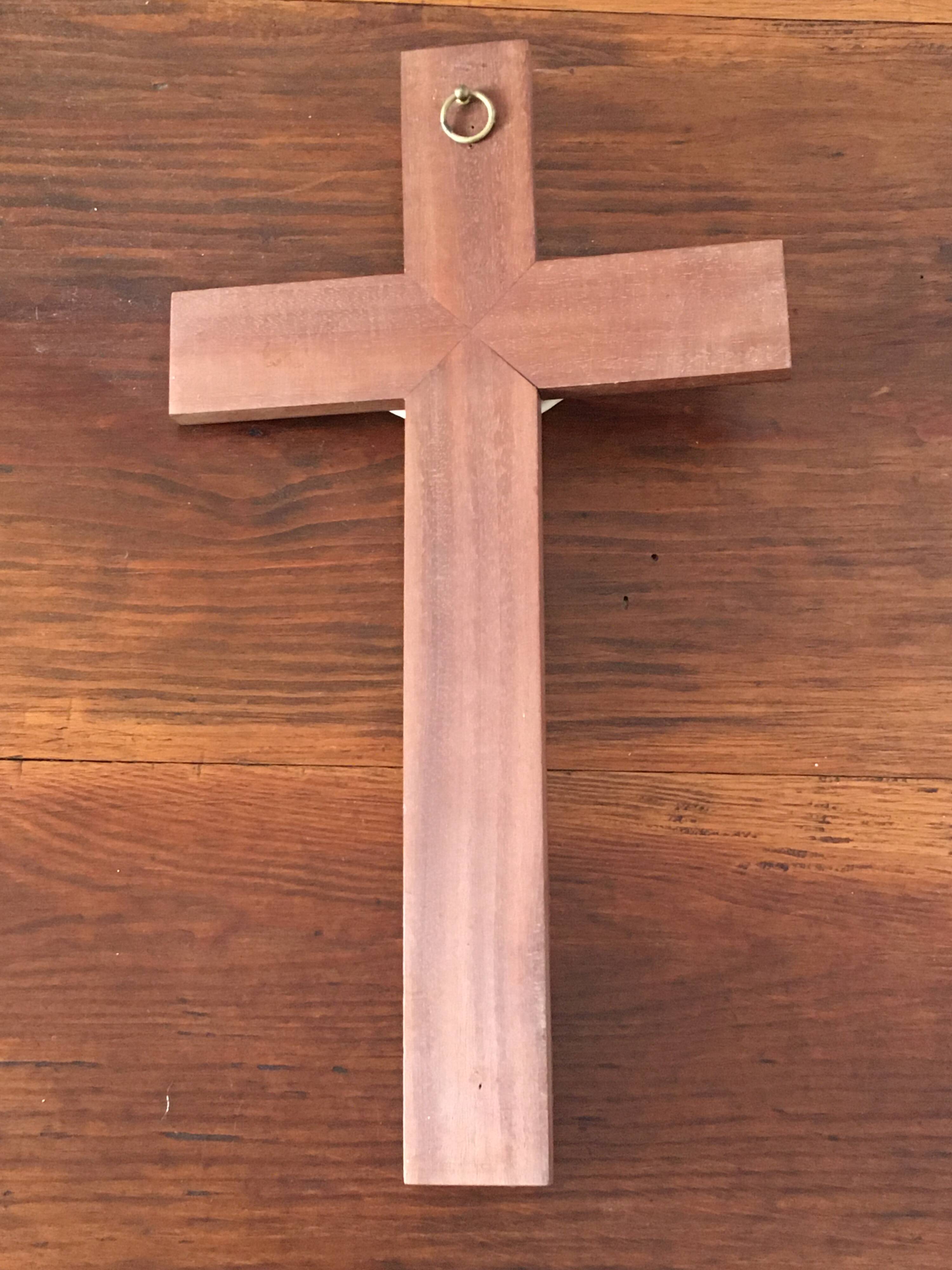Crucifix in wood marquetry